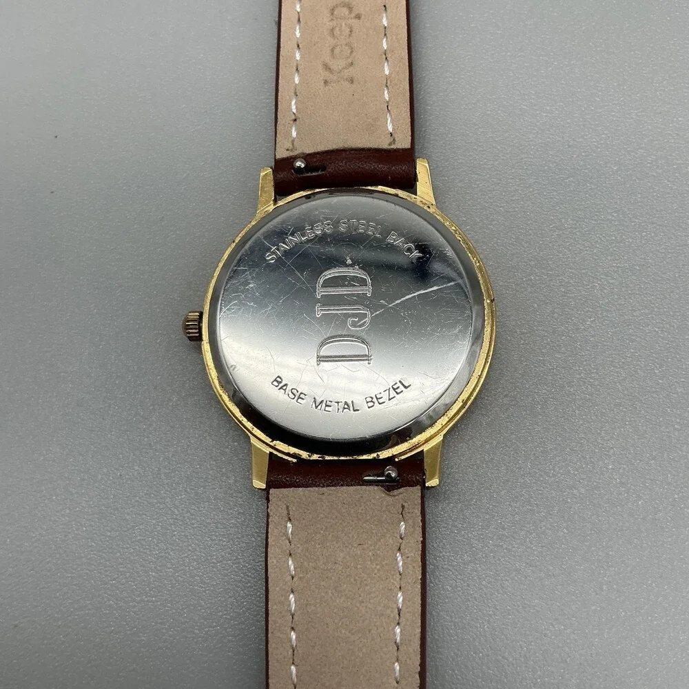 Vintage Parts Pacesetters Mens Watch 32mm Black Logo Dial Leather New Battery